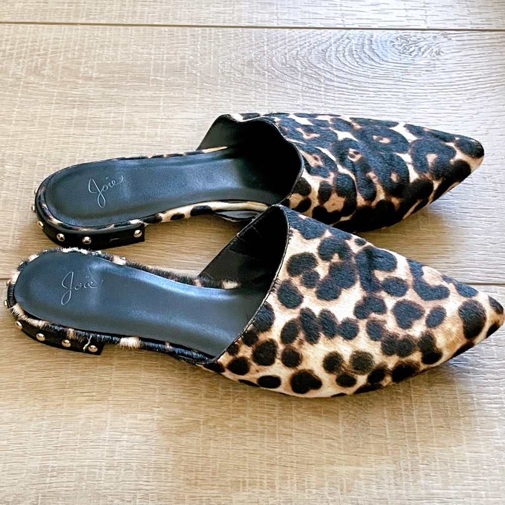 Joie Leopard Fur Slides Size 38